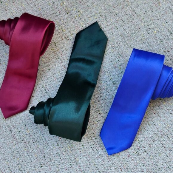 Fashion Ties Maroon Red Dark Green Royal Blue Neck Tie Lot of 3 Ties New - Picture 1 of 8